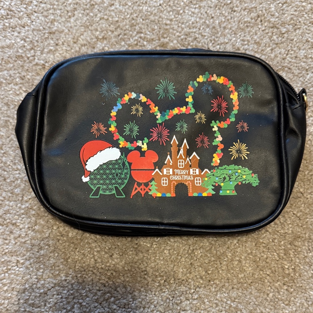 Disney Black Holiday Crossbody with Multicolor Festive Mickey Print